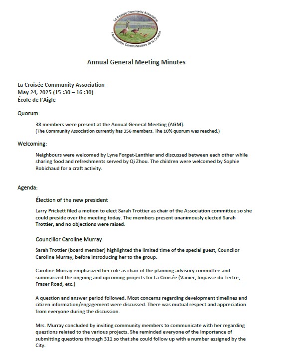 La Croisée - AGM 2025 Minutes